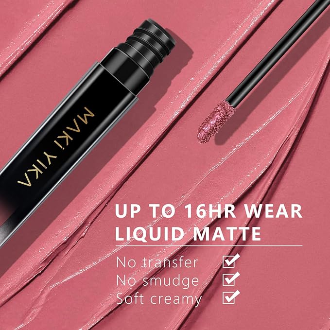 MAKI YIKA Pink Lipstick for Women Color Stay Long Lasting Lipsticks, No Smudge Matte Liquid Lipstick Transferproof Cruelty-Free Lip Color |Icy Pink