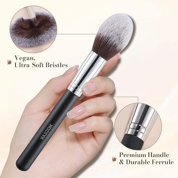 Blush Brush for Cheeks Fluffy Tapered Makeup Brush for Mineral Setting Powder Bronzer Buffing Applicator Large Face Make Up Tool Black