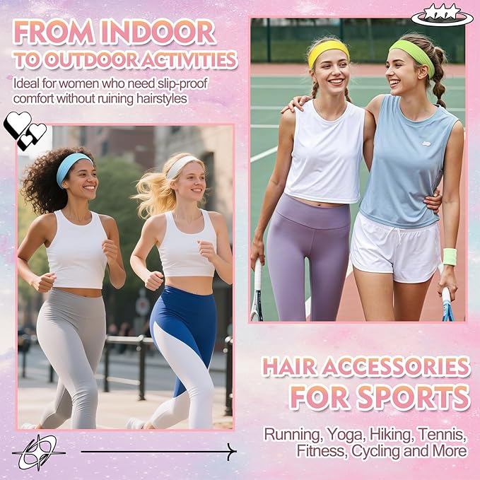 Stocking Stuffers for Teen Girls Women, 8Pcs Headbands for Women, Woman Gift for Her Neon Head Bands Hair Accessories Stretchy Soft hairband Valentines Day Gf Christmas Gifts Easter Basket Stuffers