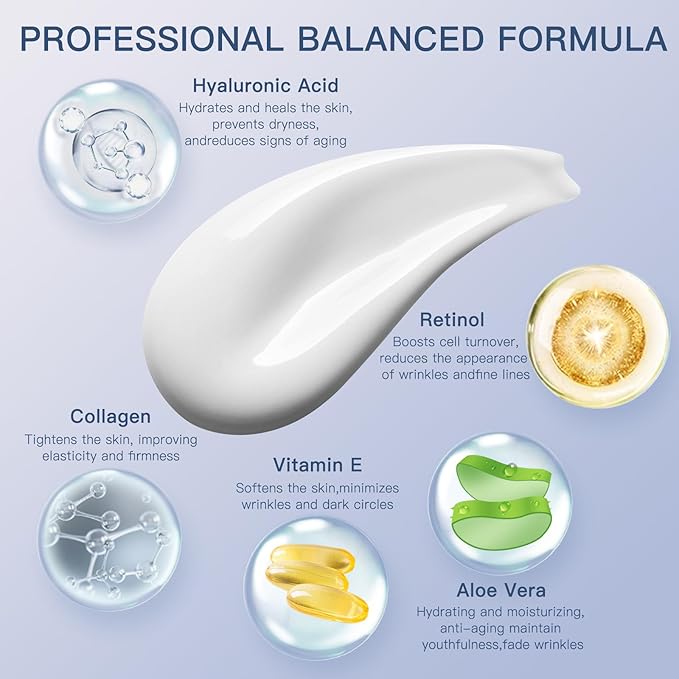 Instant Face Lift Cream with Retinol,Collagen & Hyaluronic Acid,Retinol Face Moisturizer for Wrinkles, Neck & Décolleté, Neck Firming Cream for Women & Men, 1.7 Fl Oz