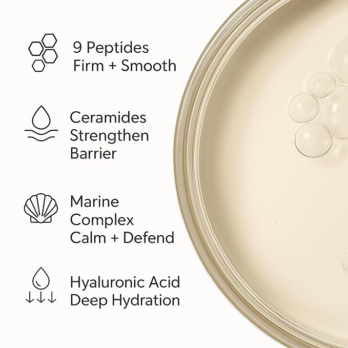 Jeju Island Peptide Barrier Face Serum – Korean Vegan Skincare with 9 Peptides, Ceramides, Hyaluronic Acid, Niacinamide & Marine Complex – Hydrating, Firming & Barrier Support – 1.7 oz