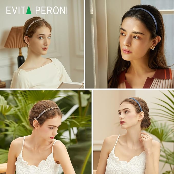 EVITA PERONI Hair Band, Acetic Acid Hairband for Women's Hair, Comfortable Headbands for Women Fashion, Thin Headbands Non Slip, Light Blue, 1 Count (Pack of 1)