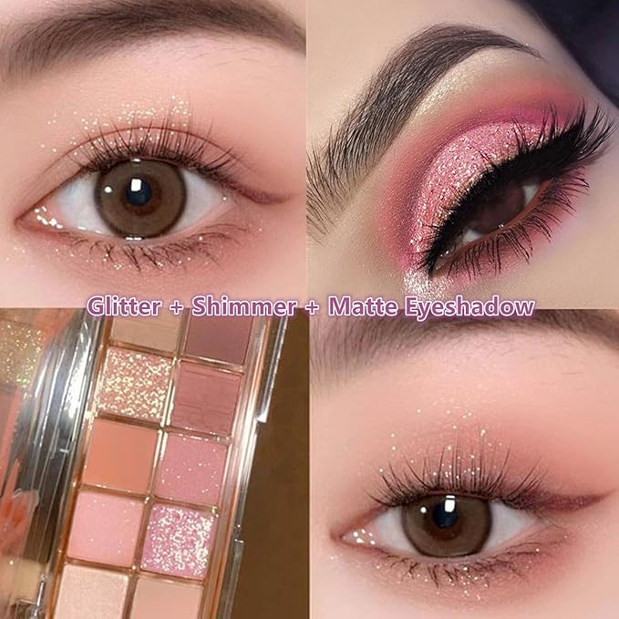 Go Ho 10 Colors Eyeshadow Palette,Matte&Shimmer&Glitter Eyeshadow Makeup,Long Lasting Blendable Shades,Naturing-Looking,Waterproof Warm Eye Shadow Palette,15 Warm Sun Style