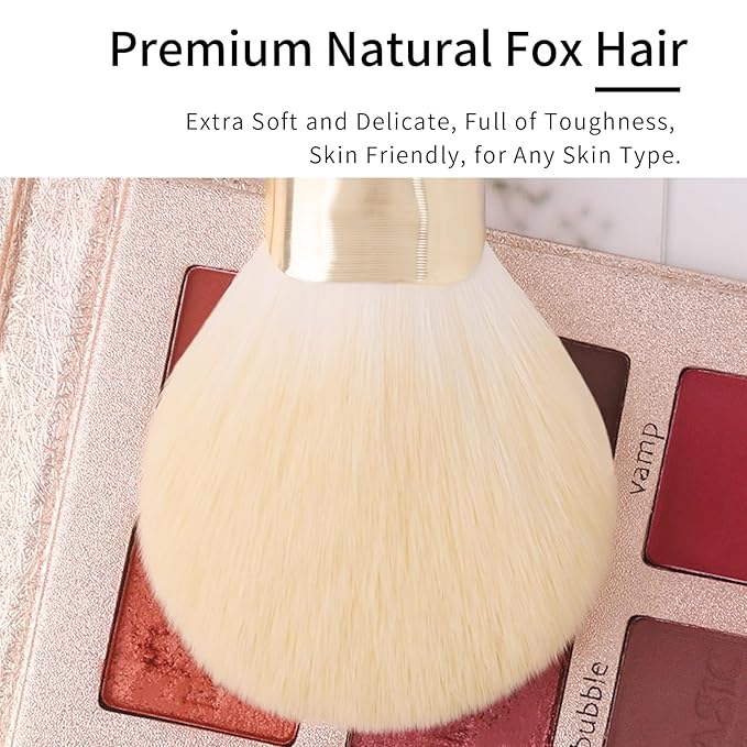 Natural Hair Makeup Brush Set Professional, Fox Hair Makeup Brushes Set with Case by Luxury ENZO KEN, Gold Cosmetic Brushes Makeup Set, Natural Makeup Brushes, Natural Bristle Makeup Brushes.(Cloud)