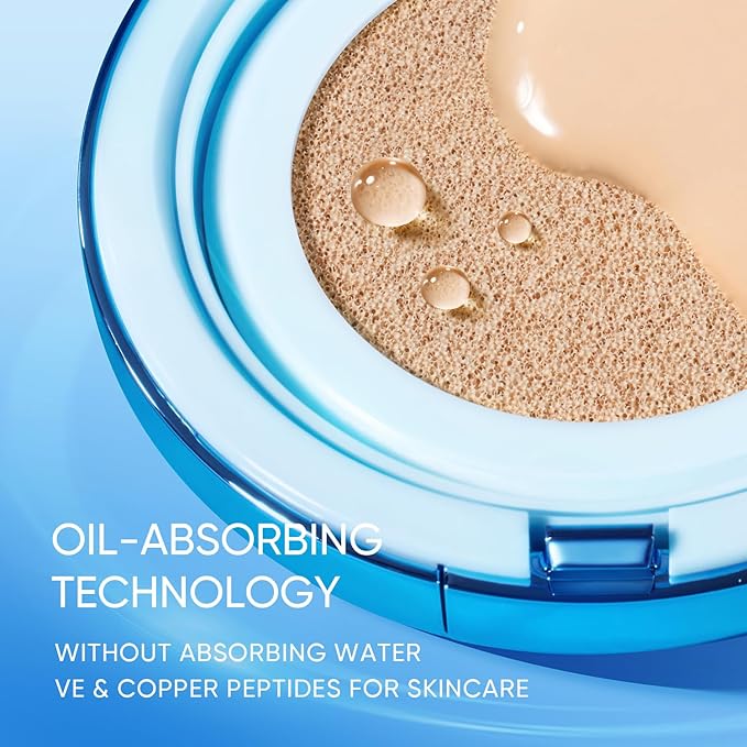 Velvet Matte Cushion Foundation Blue Ultra Cover Powder Foundation Oil-Control Waterproof BB Cushion Makeup CC Cream (06 HONEY)