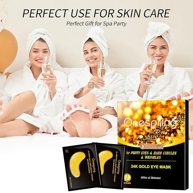 Under Eye Patches (24 Pairs) - Gifts for Women - Golden Under Eye Mask for Dark Circles, Puffiness & Wrinkles, Eye Gels Pads for Refreshing, Revitalizing - Bridesmaid Gifts
