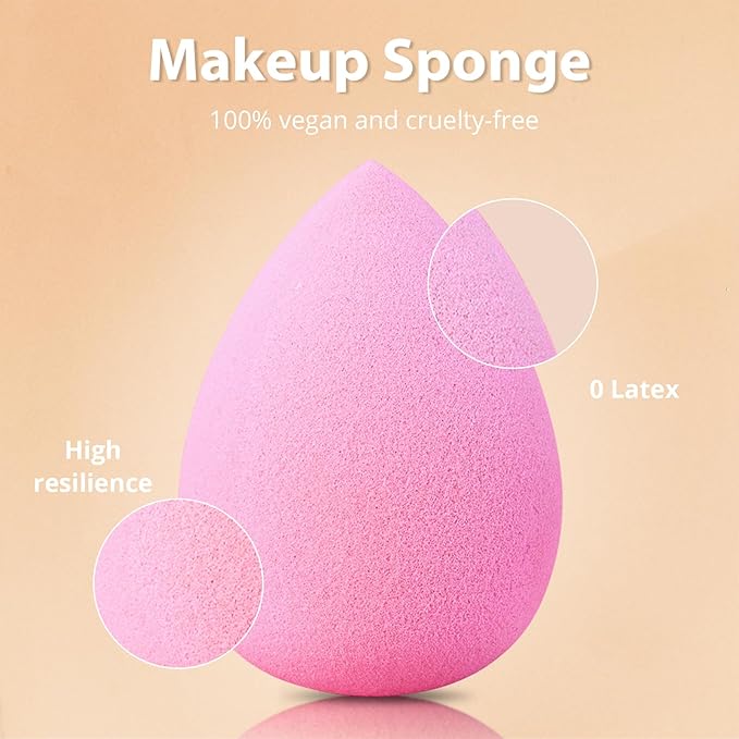 BEAKEY Makeup Brushes Sets, Brush Sets with Makeup Sponges (10+2pcs, with Black Case)