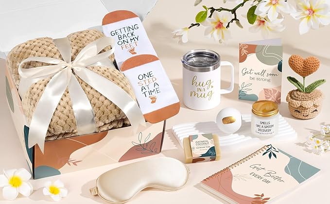 Get Well Gifts for Women After Surgery Recovery, Get Well Soon Gift Baskets for Women Chemo Care Package, Thinking of You Cancer Care Gifts for Sick Friends, Feel Better Encouragement Comfort Gift Box