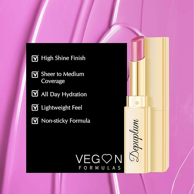 Pink Lipstick for Women Hydrate Glossy Lipstick Moisture Lip Gloss Sheer-Medium Coverage Shine Tinted Lip Balm for Dry Lips, DEM88 First love