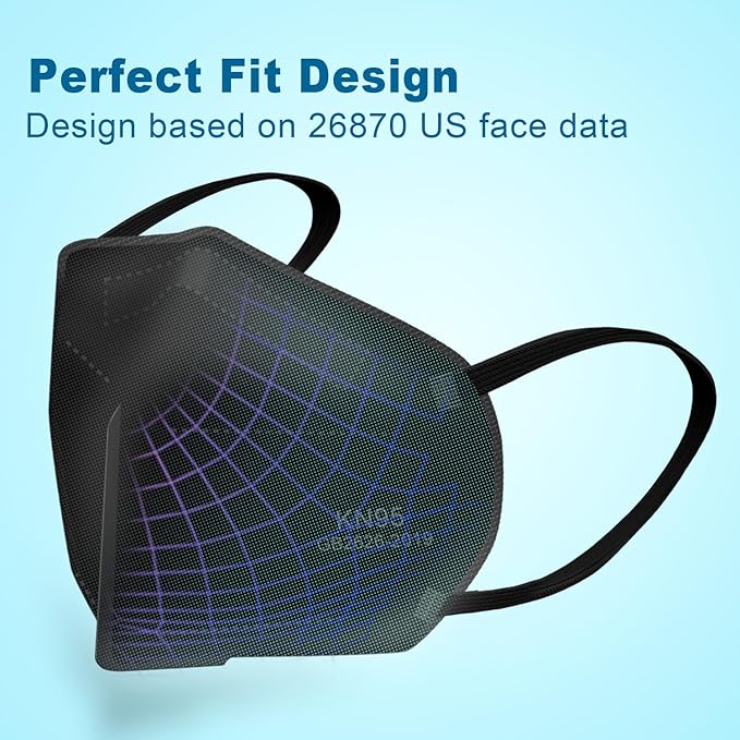 KN95 Masks for Adults 50PCS 5 Layer Mascarillas Filter Efficiency≥98% Breathable Elastic Ear Loops & Adjust Nose Clip Kn95 Face Mask for Travel Healthcare/Essential Workers