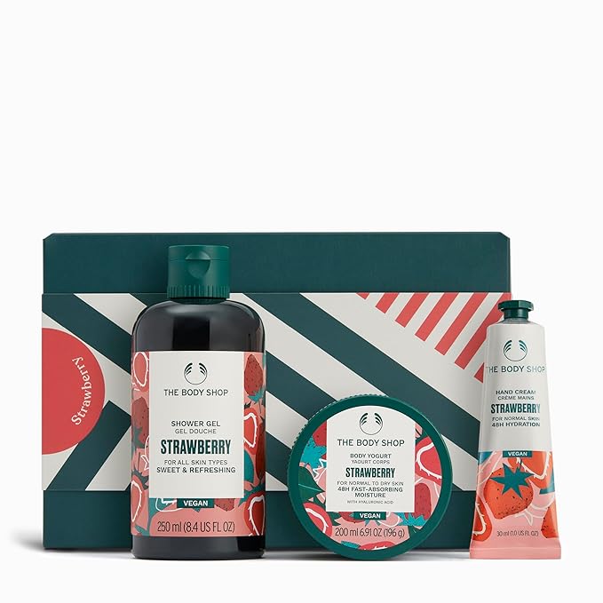 The Body Shop Strawberry Gift Set - 3 Piece Set, Shower Gel, Body Yogurt, Hand Cream, Vegan