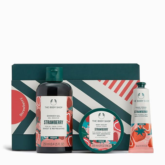 The Body Shop Strawberry Gift Set - 3 Piece Set, Shower Gel, Body Yogurt, Hand Cream, Vegan