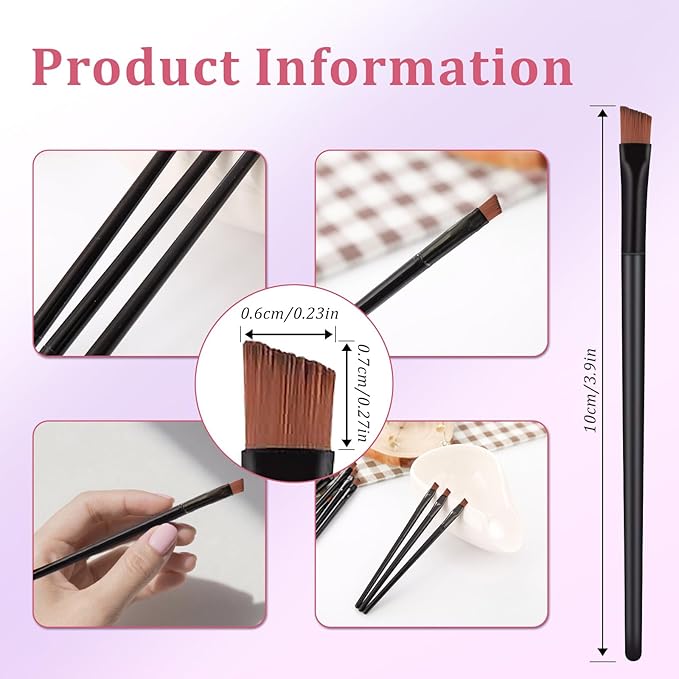 50 Pieces Disposable Eyebrow Brushes,Angled Brow Brush & Eyeshadow Brush Set,Professional Eyeliner Brush for Makeup,Tinting,Salon,Esthetician Supplies