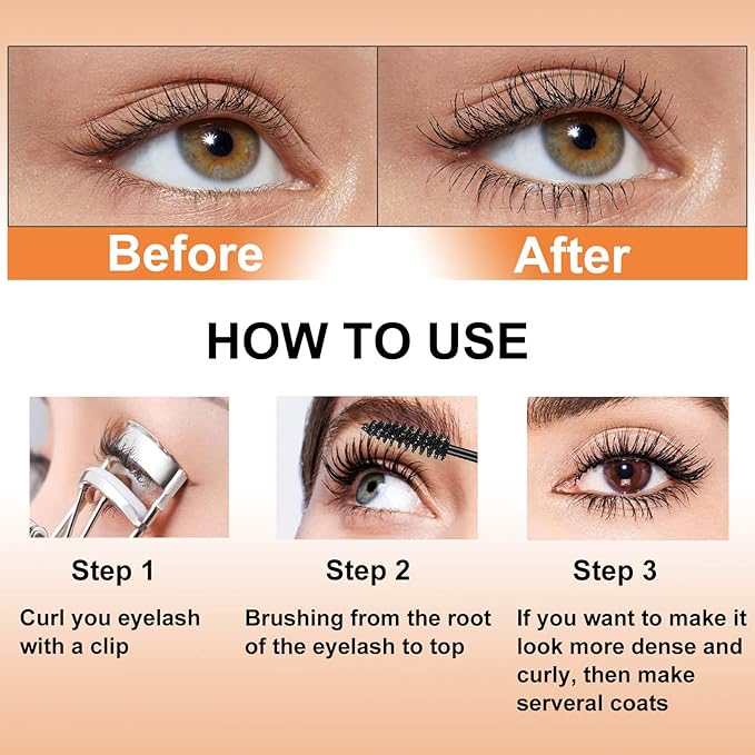 Yellow mascara Volumizing Lengthening Mascara Hypoallergenic Longwear and Smudge Resistant Liquid Lash Extensions Mascara Curling Defining Clump & Flake Free (07#)