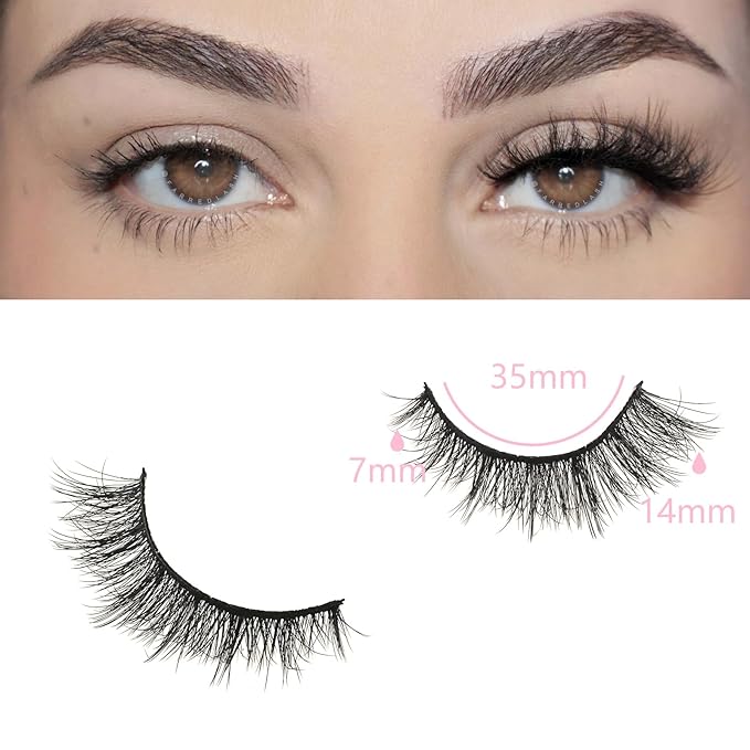 FARRED Cat Eye Lashes Natural Wispy Eyelashes Fluffy False Lash Strips Short Cateye Fake Eyelash 14mm Full Strip Lashes Pack 7 Pairs Pestañas Sets for MUA and Beginners Daily Makeup