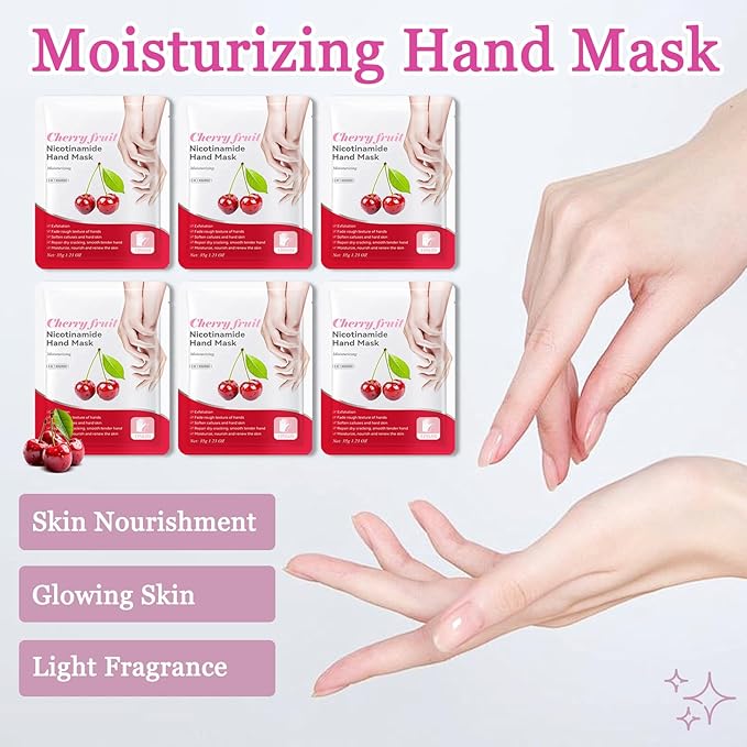 Hydrating Hand Masks, 6PCS Hand Mask Moisturizing Gloves for Men Women, Smooth Long Lasting Soft Exfoliating Hand Peeling Spa Mask Moisturizer Beauty Gift Set for Dry Cracked Rough Dull Hands (B)