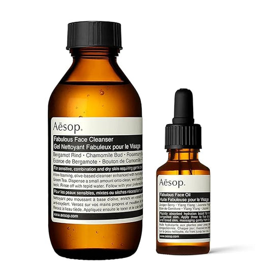 Aesop Fabulous Face Cleanser (3.6oz) + Face Oil (0.8oz) | Foaming Cleanser & Moisturizing Botanical Oil for Sensitive Skin | Amazon Exclusive | Paraben & Cruelty-Free