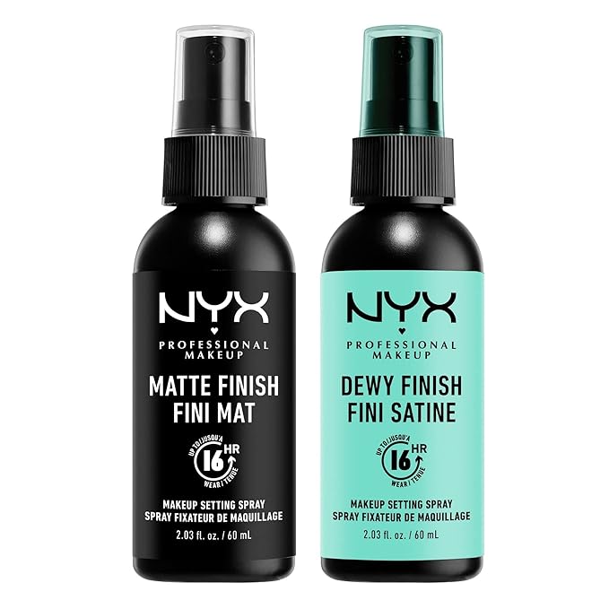 NYX PROFESSIONAL MAKEUP Makeup Setting Spray - Matte + Dewy Finish, Long-Lasting Face Mist for up to 16HR Wear, Vegan Formula (Pack Of 2)