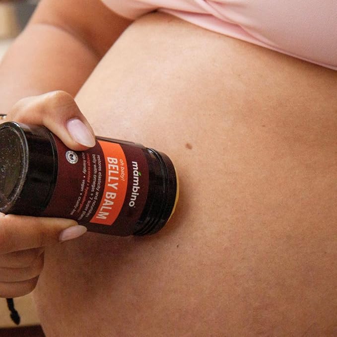 Mambino Organics Oh Baby! Belly Balm for Pregnant Women, Organic Shea Butter, Tamanu Oil and Calendula, Helps Reduce Stretch Marks in Pregnancy, Vegan, Maternity Skin Care, 2.5 fl oz