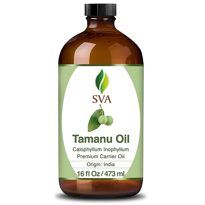 SVA Tamanu Seed Oil - 16 Fl Oz – 100% Natural Cold Pressed Tamanu Oil - for Face, Skin Care, Hair Care, Scalp Massage & Body Massage – Carrier Oil