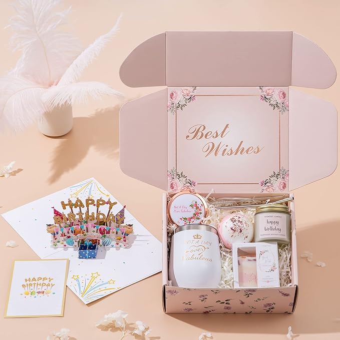 Birthday Gifts for Women, Happy Bath Set Relaxing Spa Gift Baskets Ideas for Women, Her, Mom, Sister, Female Friends, Coworker, Wife, Girlfriend, Daughter, Unique Gifts for Women Who Have Everything