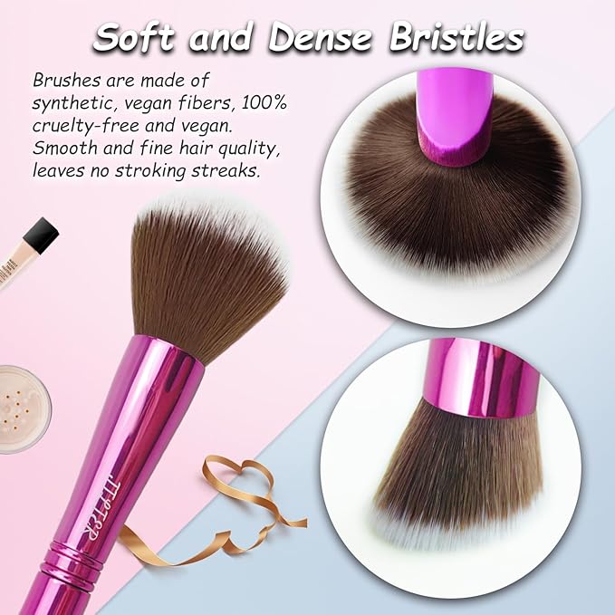 Jilier 4 in 1 Makeup Brush Set with Travel Makeup Brush Holder, Travel Makeup Brushes with Case, Double Sided Makeup Brushes with Silicon Portable Cosmetic Face Brushes Holder