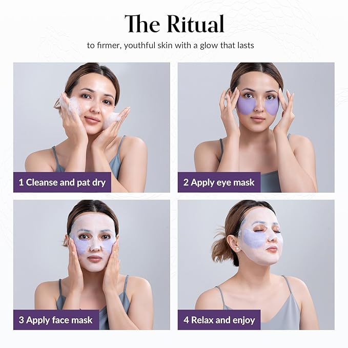 FLYODE Syn-Ake 2-in-1 Eye & Face Masks Skincare, 100nm Collagen Face Mask for Improves Cheek Contour, Anti-Wrinkle and Firming, Infused with Birch Sap, Water-Free Korean Face Mask Sheet, 5sets