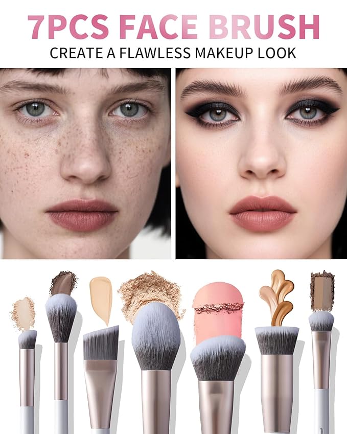 EIGSHOW Makeup Brushes Set, 15Pcs Professional Make Up Brush with Silver Ion Bristles for Foundation Powder Blush Highlighter Concealer Eyeshadow Eyeliner, Travel Gift Set (Champaign Gold)