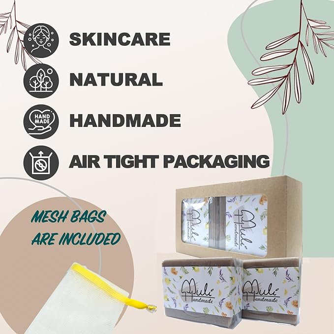 Natural Handemade Bar Soap for Men and Women with Essential oils, Scented Bar Soaps for Bath, Fragrance Regular Use Gift Set (Pack of 2) Dead Sea Mud