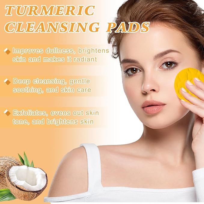 4Pcs Turmeric Wash and Care Three Piece Set, Turmeric Trio: Facial Wash, Cleansing Mousse & Soap for Skin Care, Turmeric Cleansing Exfoliating Pads, Turmeric Face Wash for Face & Body