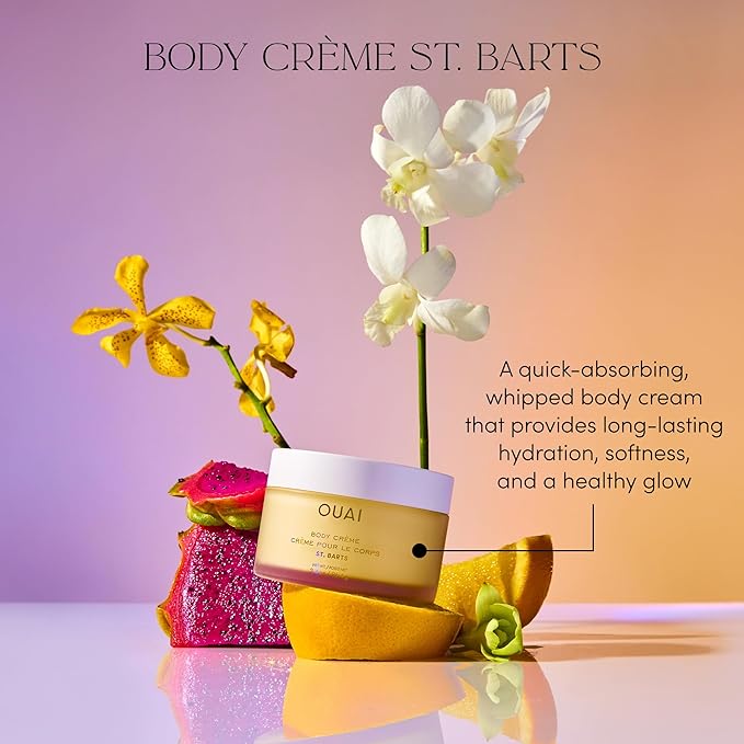 OUAI Body Creme, St. Barts Travel Size - Hydrating Whipped Body Cream with Cupuaçu Butter, Coconut Oil & Squalane - Softens Skin & Delivers Radiant Glow - Sulfate-Free Skin Care (3.4 oz)