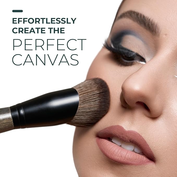 Rose and Ben Beauty C42 Foundation Brush | Professional Blending Brush for Liquid & Cream Makeup | Streak Free Buildable Coverage | Cruelty Free