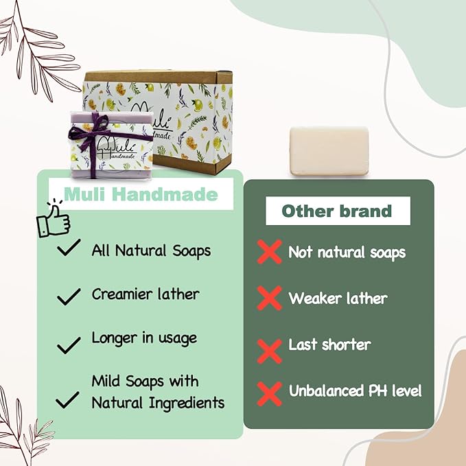 Natural Handemade Bar Soap for Men and Women with Essential oils, Scented Bar Soaps for Bath, Fragrance Gift Set (Pack of 3) Lavender