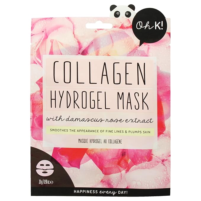 Oh K! Hydrogel Mask - Collagen - Moisturizing Face Mask Sheet - Hydrating Face Sheets - Rich in Collagen, Rose Water - Korean Skincare - 1 Pc
