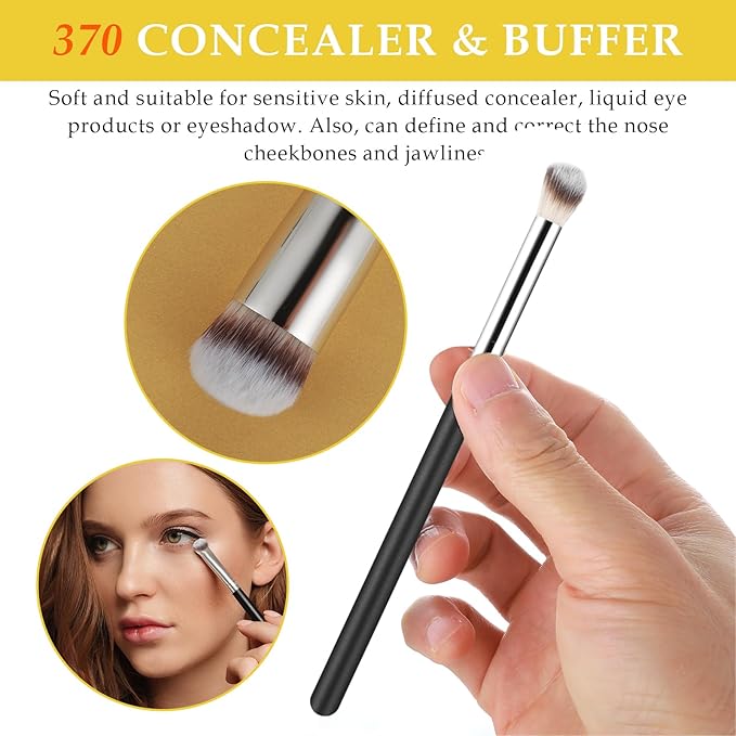 3 Pcs Foundation Contour Brushes - Foundation Brush & Concealer Brush & Blusher Brush, Under Eye Nose Contour Kabuki Brush for Blending Liquid Cream, Sculpting, Highlighting, Mineral Makeup