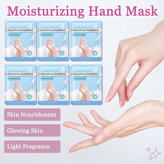 Hydrating Hand Masks, 6PCS Hand Mask Moisturizing Gloves for Men Women, Smooth Long Lasting Soft Exfoliating Hand Peeling Spa Mask Moisturizer Beauty Gift Set for Dry Cracked Rough Dull Hands（K)
