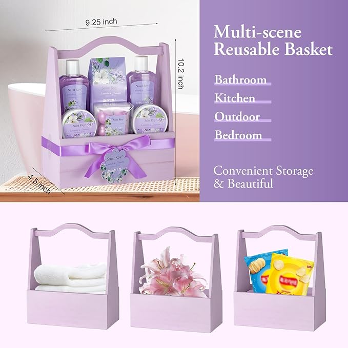 Mothers Day Gifts for Mom, 13-Piece Lavender Jasmine Bath & Body Gift Set for Women, Spa Gift Basket, Self Care Kit Bubble Bath, Bombs, Christmas, Birthday Gifts, All Occasion Holiday Present