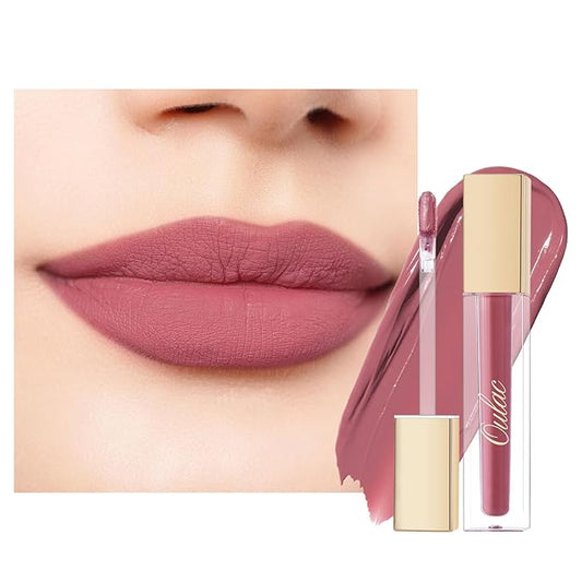 Oulac Matte Liquid Pink Nude Lipstick for Women, Long Lasting Lipstick Waterproof Lip Stain, No Transfer, Creamy High Pigmented Formula with Rose Oil, Vegan & Cruelty-Free, Pink Nude M12