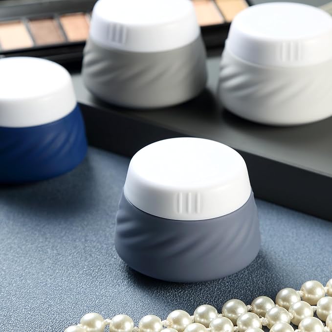 Gemice Travel Containers for Toiletries, Silicone Cream Jars TSA Approved Travel Size Containers with Clear Bag, Leak-proof Travel Accessories with Lid for Cosmetic Face Body Hand Cream (4 Pack)