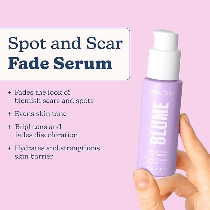 Blume Milky Fade Vitamin C Serum for Face - Dark Spot Corrector with Niacinamide, Hyaluronic Acid & Vitamin E - Helps to Soothe Skin Tone - Vegan & Cruelty-Free Hydrating Serum (1 oz)