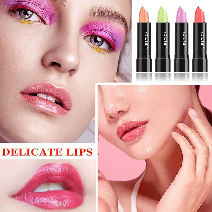 8 Pcs Color Changing Change Lipstick,Magic Lipstick Jelly Lip Balm,Moisturizer Tinted Lip Tint Stain Long Lasting Waterproof Temperature Color Change Lip Gloss