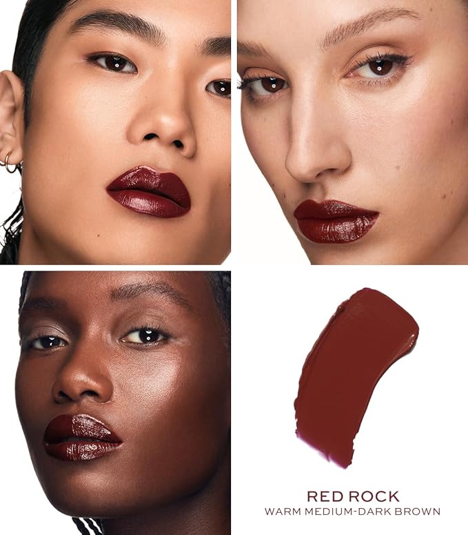 MAKE Beauty Cream Supreme Long-Lasting Lipstick. High Impact Hydrating Lip Color with Emollient Moisturizing Formula. Creamy Semi-Glossy Lipstick - Shade, Red Rock