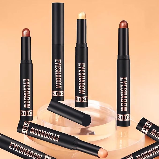 Silver Gray Grey Cream Eyeshadow Stick, Glitter Smooth Shimmer Eyeshadow Pencil Makeup, Hypoallergenic Waterproof Long Lasting Multi-Dimension Eye Shadow Highlighter Stick (14#)