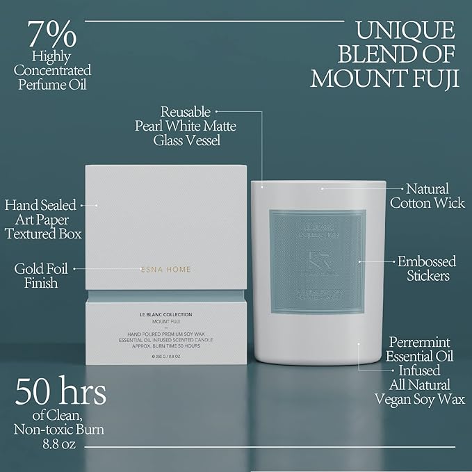 Luxury Scented Candle Hand Poured All Natural Soy Wax Essential Oil Stress Relief Candle for Home Scented Aromatherapy Birthday Gifts for Women Christmas Gifts for mom Couples 50 hrs