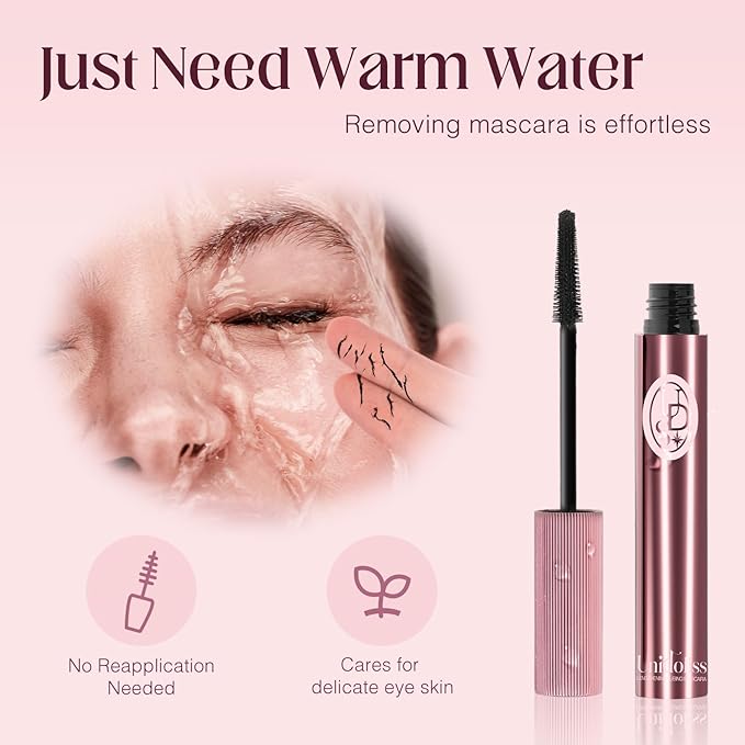 Unidollss Tubing Mascara Volume and Length Black Upgrade Lengthening Long Lasting, New Brush, No Smudging, No Clumping, Washable Voluminous Tubing Mascara, Gluten-free Safe for Sensitive Eyes