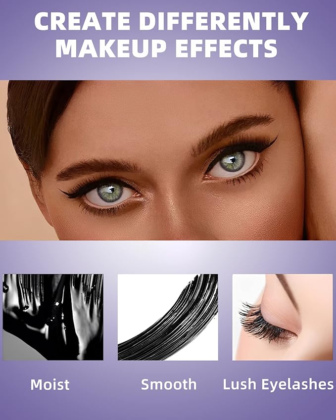 5D Waterproof Colored Mascara Volume and Length,5 Color Black Brown White Blue Purple Fiber Mascara for eyelashes, Longlasting Curling rimel de pestañas,Christmas Eye Makeup Gift Set for Women Girl