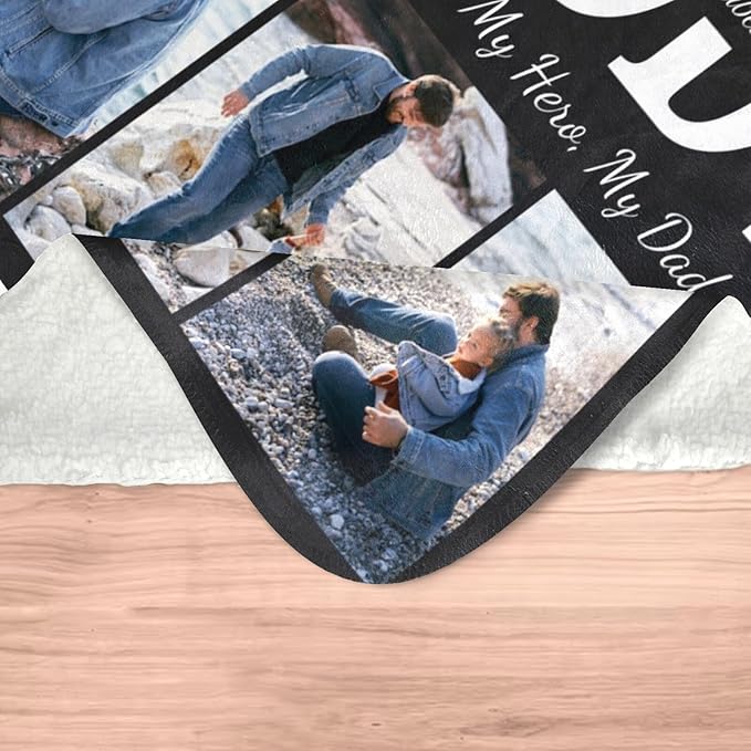 Fathers Day Personalized Gifts for Dad from Daughter Son Gifts for Dad Custom Blankets with Photo, Personalized Photo Blankets Customized Blanket with Picture