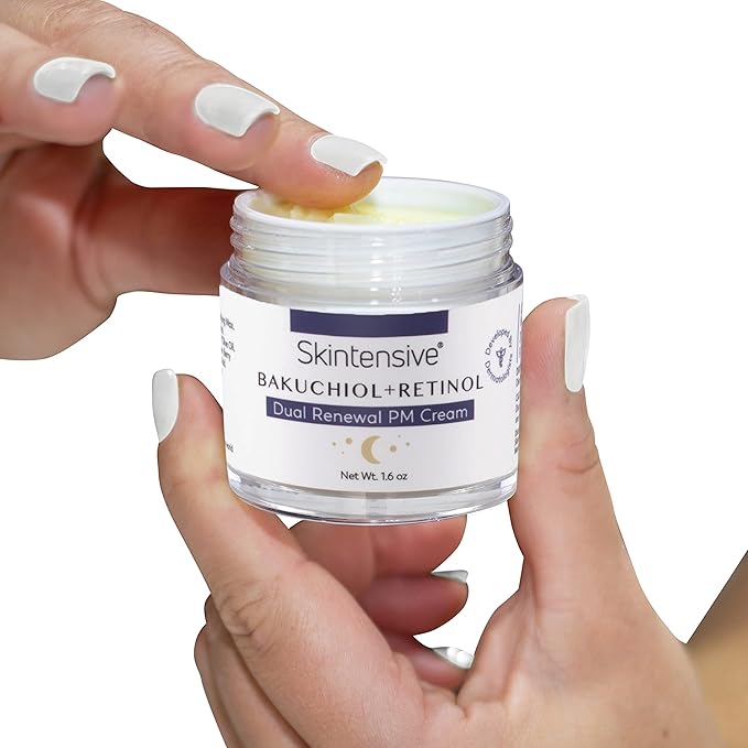 SKINTENSIVE Retinol & Bakuchiol Cream - Dual Renewal Night Cream with Coconut Oil - Moisturizing PM Cream for Sensitive Skin