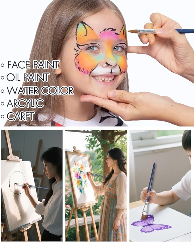 Anka Bella Professional Face Paint Brushes Set,5pcs Artist Face Paint Brushes for Drawing Lines/Water Drop/Petal/Butterfly/Rainbow etc