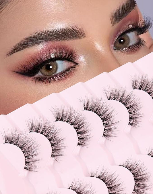 Frihappy Wispy Eyelashes Cat Eye Lashes Natural Eyelashes Wispy Lashes Fake Eyelashes Natural Look False Lashes Mink Lashes FRH-327